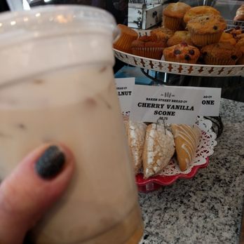 Baker Street Bread - Iced Latte Decaf and a Cherry Vanilla Scone! Amazing - Bakeries Near Me - Philadelphia, Pennsylvania