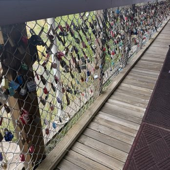 Napa Valley Wine Train - Love Locks on walk way to train - New American Near Me - Napa, California Napa Valley Wine Train - Love Locks on walk way to train - New American Near Me - Napa, California