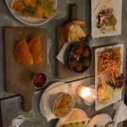 Photo of Bar Bombón - Philadelphia, PA, United States. Buffalo Cauliflower tacos, Spanish meatballs, Philly steak empanadas, impossible tacos, double chorizo burger, blackened fajita tacos
