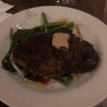 Reata - Blackened Buffalo Rib Eye. It's on the leaner side for a ribeye, but not bad at all. - New American Near Me - Fort Worth, Texas Reata - Blackened Buffalo Rib Eye. It's on the leaner side for a ribeye, but not bad at all. - New American Near Me - Fort Worth, Texas