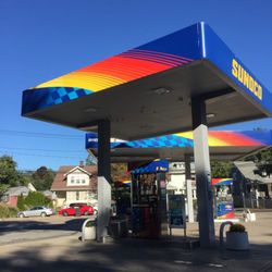 Dedham Sunoco -- 19 Ames Street @ Junction of Bridge Street, Dedham Station