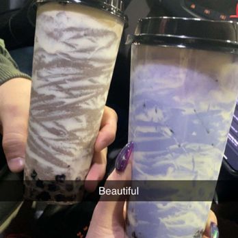 Moon & Flower House - Oreo Cake Cream Latte (Left) and Ube Cake Cream Latte (Right) - Burgers Near Me - Staten Island, New York Moon & Flower House - Oreo Cake Cream Latte (Left) and Ube Cake Cream Latte (Right) - Burgers Near Me - Staten Island, New York