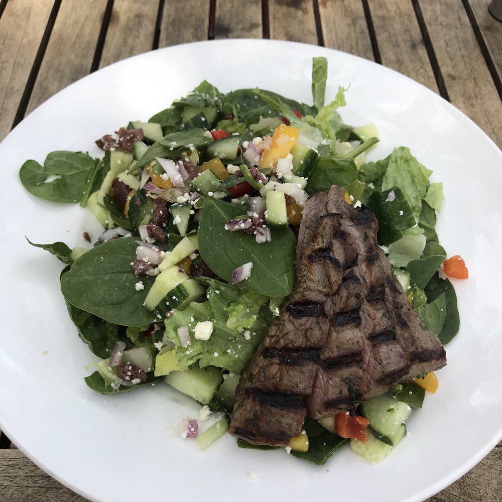 Vinaigrette - Greek salad - no tomatoes, dressing on the side, add steak. - Salad Near Me - Austin, Texas Vinaigrette - Greek salad - no tomatoes, dressing on the side, add steak. - Salad Near Me - Austin, Texas