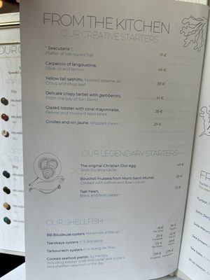 Menu photo 3 Prunier Paris, 75 Menu photo 3 Prunier Paris, 75