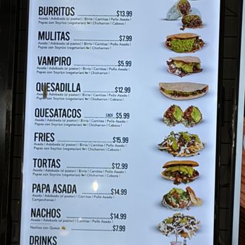 Frida's Taqueria - Menu - descriptions are difficult to read - Tacos Near Me - Escondido, California