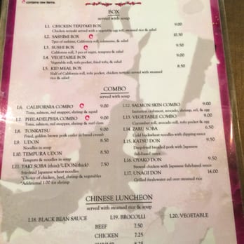 Sushiya - Lunch menu - Japanese Near Me - North Liberty, Iowa