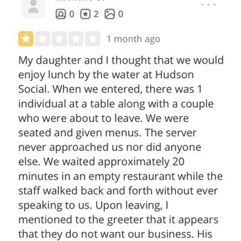 Hudson Social - Previous Review; we had the same exact experience. - New American Near Me - Dobbs Ferry, New York