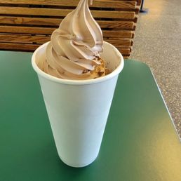Large cup, chocolate soft serve ice cream. Yum! Large cup, chocolate soft serve ice cream. Yum!
