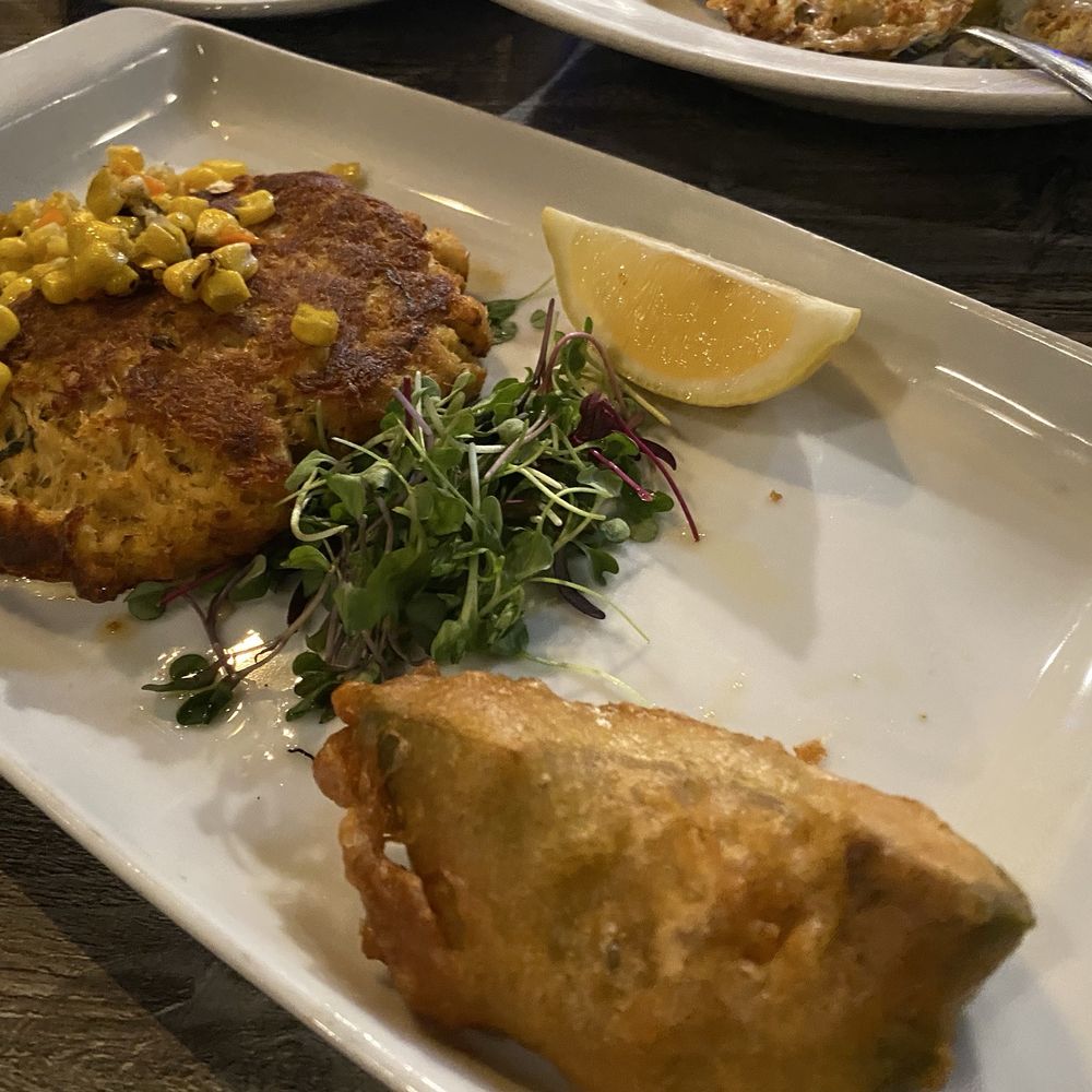 High Tide - Crab cake and fried avocado - Seafood Near Me - Gilbert, Arizona High Tide - Crab cake and fried avocado - Seafood Near Me - Gilbert, Arizona
