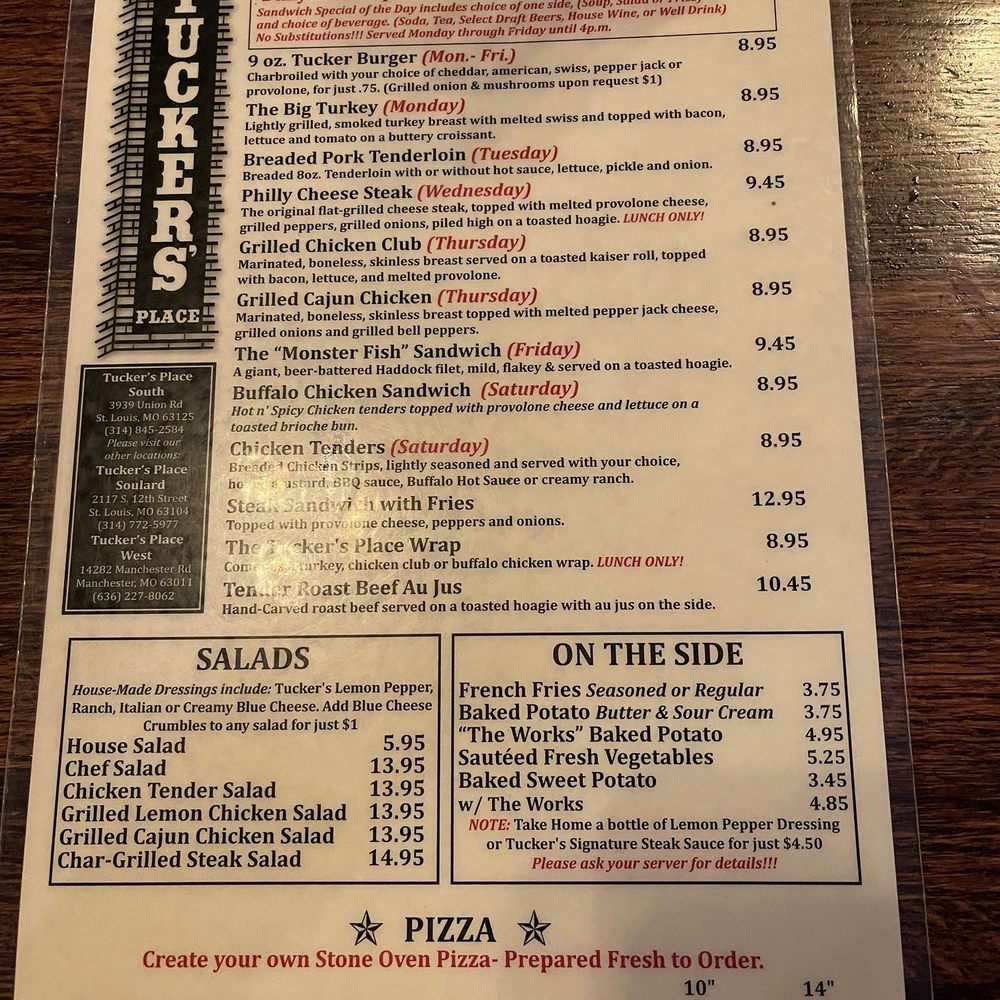 Tucker's Place South - Menu - Steakhouses Near Me - Saint Louis, Missouri Tucker's Place South - Menu - Steakhouses Near Me - Saint Louis, Missouri