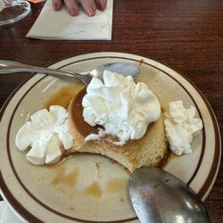 A shared flan asked for no chocolate drizzle