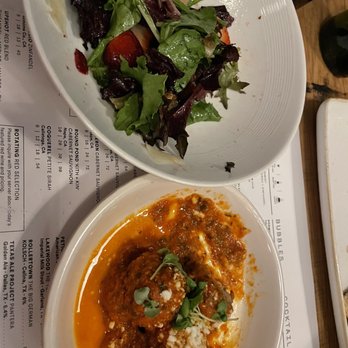 Sixty Vines - Meatball appetizer and house salad - New American Near Me - Plano, Texas