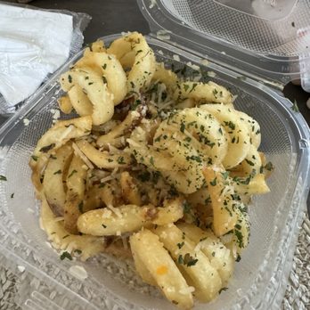 Bad Apple On Base - Garlic parm curly fries - Salad Near Me - Fort Drum, New York
