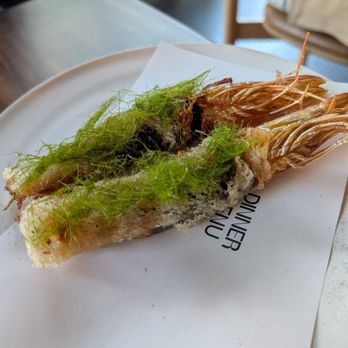 The Happy Crane - firecracker shrimp nori, shiso, mala glaze - Chinese Near Me - San Francisco, California The Happy Crane - firecracker shrimp nori, shiso, mala glaze - Chinese Near Me - San Francisco, California