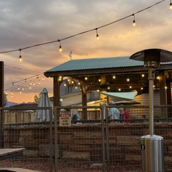 Zion Canyon Brewpub - September 2, 2026 - View of the patio at night.