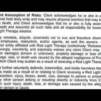 Red Light Day Spa - This is the part of disclosure they have you sign prior purchasing their services - Weight Loss Centers Near Me - Los Gatos, California Red Light Day Spa - This is the part of disclosure they have you sign prior purchasing their services - Weight Loss Centers Near Me - Los Gatos, California