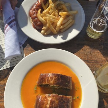 Speisekammer - Curry Whurst, veggie strudel with carrot purée - German Near Me - Alameda, California Speisekammer - Curry Whurst, veggie strudel with carrot purée - German Near Me - Alameda, California