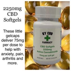 KY CBD Farmacy - 2250 mg full spectrum CBD soft gel capsules
These are a very strong, effective, full spectrum product. 
May cause slight euphoria.