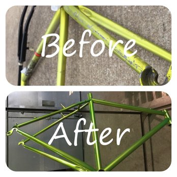 Capital Powder Coating - Bicycle Frame before and after - Powder Coating Near Me - Austin, Texas Capital Powder Coating - Bicycle Frame before and after - Powder Coating Near Me - Austin, Texas