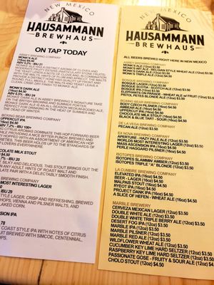 Menu photo 3 Hausammann Brewhaus Albuquerque, NM