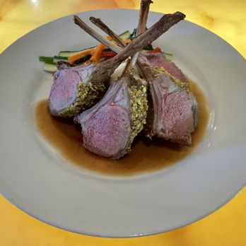Frasers Gourmet Hideaway - Pistachio crusted lamb rack, garlic mashed potatoes, & mixed vegetables - New American Near Me - Oak Harbor, Washington Frasers Gourmet Hideaway - Pistachio crusted lamb rack, garlic mashed potatoes, & mixed vegetables - New American Near Me - Oak Harbor, Washington