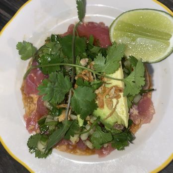 La Lucha - Tuna Tostada - Seafood Near Me - Houston, Texas La Lucha - Tuna Tostada - Seafood Near Me - Houston, Texas