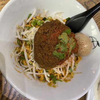 Momonoki - Sichuan Beef Mazemen plus a ramen egg. - Cafes Near Me - Atlanta, Georgia Momonoki - Sichuan Beef Mazemen plus a ramen egg. - Cafes Near Me - Atlanta, Georgia