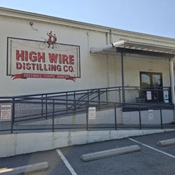 High Wire Distilling - Main entrance. To the far right is the entrance to the gym. Limited parking spots out front here.