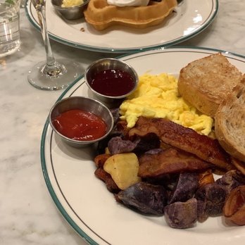 1886 Cafe & Bakery - waffle, bacon and eggs, Traditional Eggs Benedict* - American Near Me - Austin, Texas 1886 Cafe & Bakery - waffle, bacon and eggs, Traditional Eggs Benedict* - American Near Me - Austin, Texas