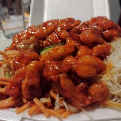 Mr. You Chinese Food - Orange chicken on top