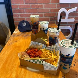 Here getting a boba and snack with the family enjoying the day for Mother's Day Here getting a boba and snack with the family enjoying the day for Mother's Day