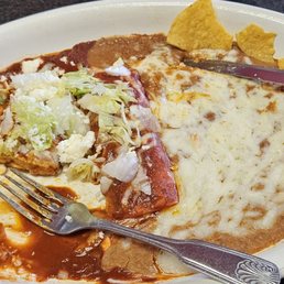 The Cheese Enchiladas with the Chilaquile sauce is delicious, added some chopped onions to the enchiladas and what a great plate. The Cheese Enchiladas with the Chilaquile sauce is delicious, added some chopped onions to the enchiladas and what a great plate.