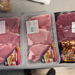 Grocery Outlet - 2 packages of pork chops and one package of beef