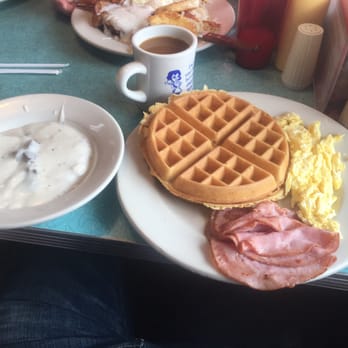 Dots Diner - Williams Blvd. - Waffle Breakfast combo with scrambled eggs and ham with a side of biscuits and gravy! - Diners Near Me - Kenner, Louisiana