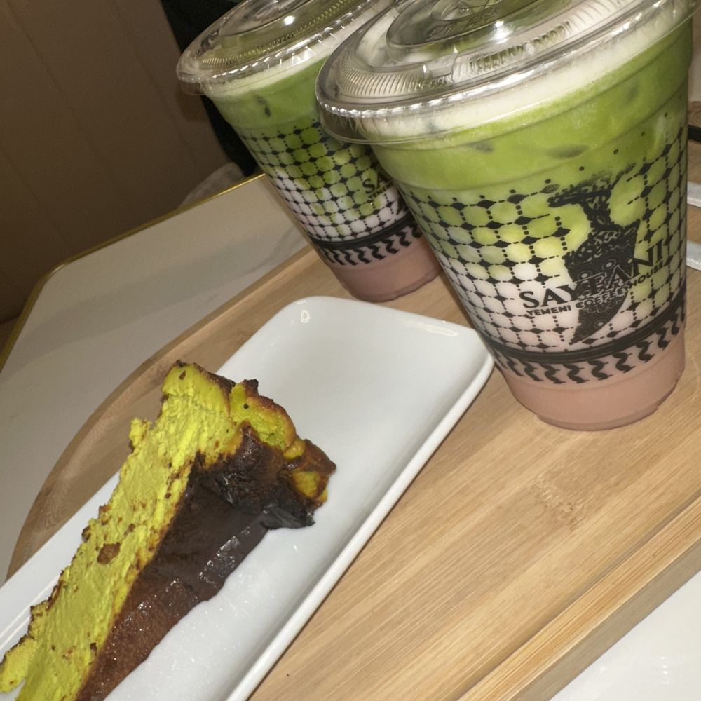 San Sebastian Pistachio Cheesecake and Strawberry Matcha San Sebastian Pistachio Cheesecake and Strawberry Matcha