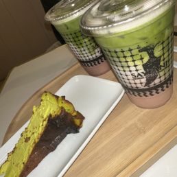 San Sebastian Pistachio Cheesecake and Strawberry Matcha