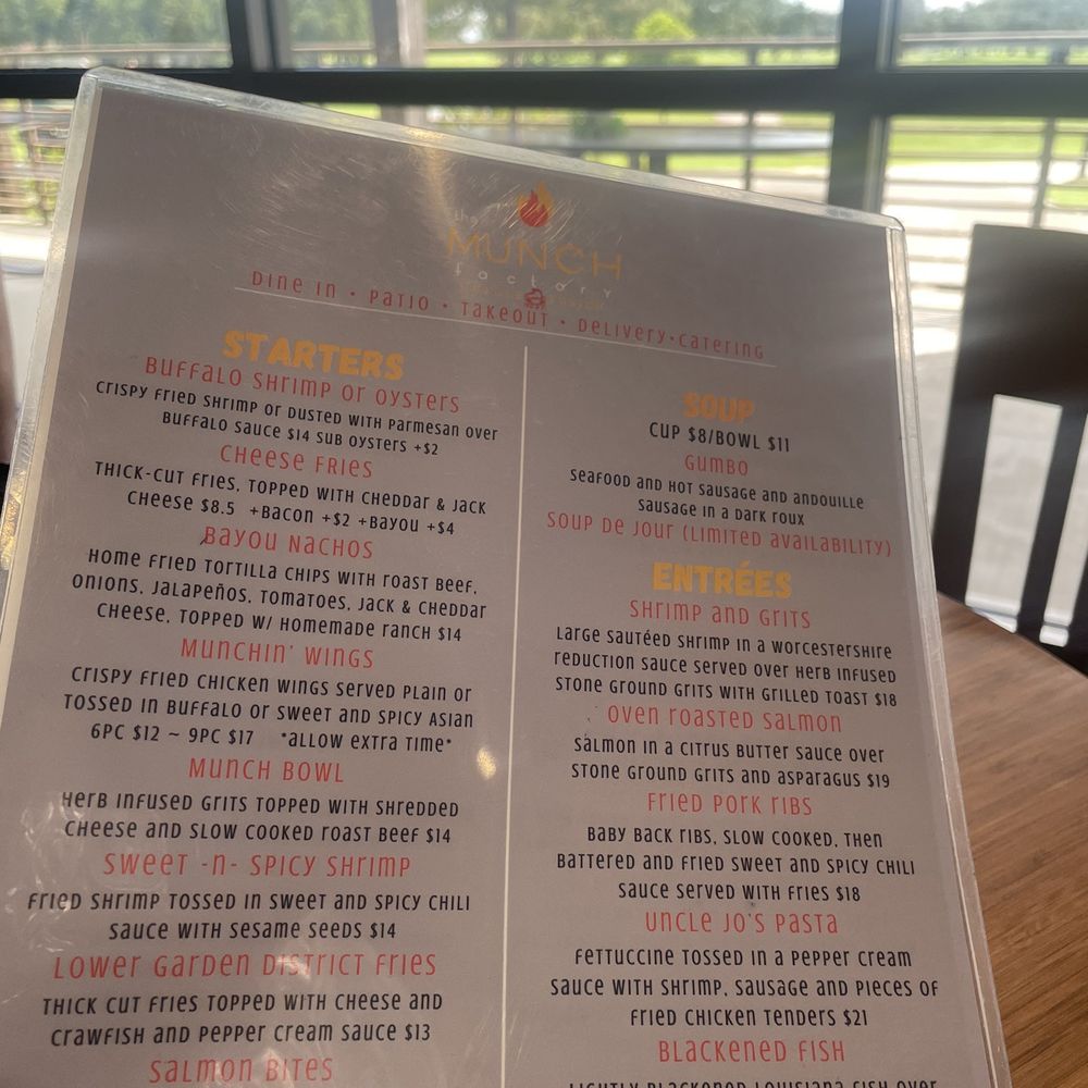 The Munch Factory - Front of the menu - Seafood Near Me - New Orleans, Louisiana The Munch Factory - Front of the menu - Seafood Near Me - New Orleans, Louisiana