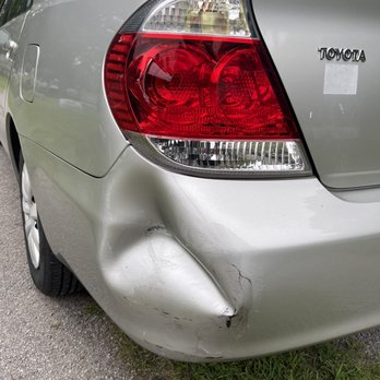 Gerber Collision & Glass - The damage. It's hard to see in this photo, but the tail light was cracked and missing pieces. Had to use red tape for a while! - Body Shops Near Me - Canandaigua, New York Gerber Collision & Glass - The damage. It's hard to see in this photo, but the tail light was cracked and missing pieces. Had to use red tape for a while! - Body Shops Near Me - Canandaigua, New York