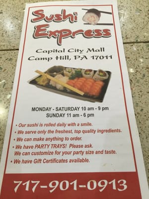 Menu photo 5 Sushi Express Camp Hill, PA
