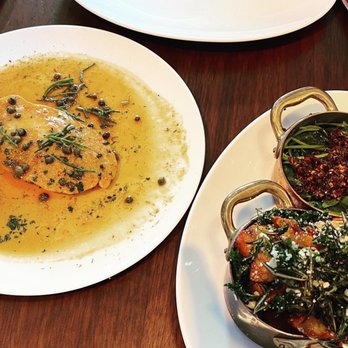 Sorelle - Swordfish, piccata served with sautéed spinach and roasted potatoes - Italian Near Me - Charleston, South Carolina Sorelle - Swordfish, piccata served with sautéed spinach and roasted potatoes - Italian Near Me - Charleston, South Carolina