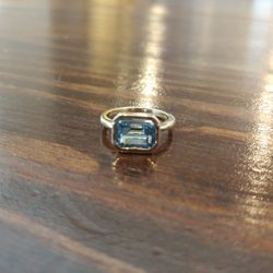 Kathy Provost Jewelry +Design - Custom 14 karat yellow gold bezel ring with blue topaz