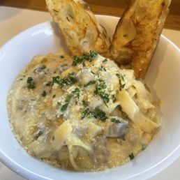 CHEF SPECIAL - Fettucine Al Funghi . Had mushrooms and sausage CHEF SPECIAL - Fettucine Al Funghi . Had mushrooms and sausage