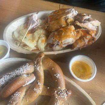 Biscayne Bay Brewing - "buffalo chicken skewers" and pretzel - Breweries Near Me - Miami, Florida Biscayne Bay Brewing - "buffalo chicken skewers" and pretzel - Breweries Near Me - Miami, Florida