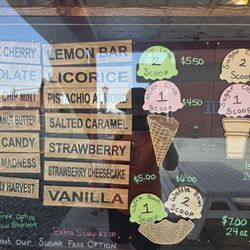 Old Prison Cow Ice Cream - Flavors and prices are posted in the window