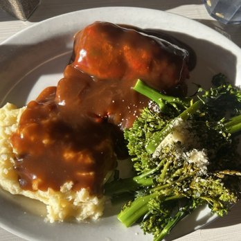 Flapjacks - Meatloaf dinner. House made meatloaf, fresh mashed potatoes gravy and broccolini. - Breakfast & Brunch Near Me - Sacramento, California