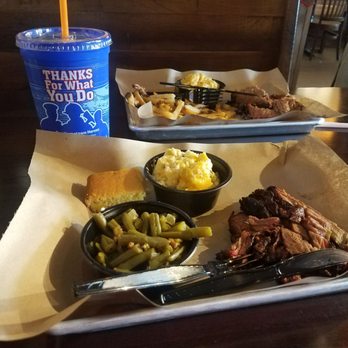 Mission BBQ - Brisket combo with green beans and cheesy potatoes. Delicious! - Barbeque Near Me - Evansville, Indiana