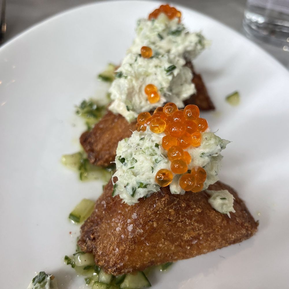 Waypoint - Hashbrown topped with smoked fish salad and smoked trout roe - very good - Bars Near Me - Cambridge, Massachusetts Waypoint - Hashbrown topped with smoked fish salad and smoked trout roe - very good - Bars Near Me - Cambridge, Massachusetts