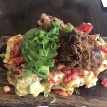 The Attic - The Clucker Flamin' Hot Cheetos Mac n Cheese - Breakfast & Brunch Near Me - Long Beach, California
