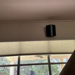 One of the surround speakers installed. One of the surround speakers installed.