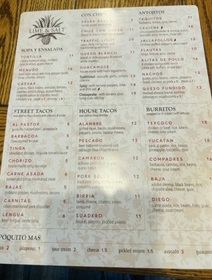 Menu photo 1 Lime and Salt Odenton, MD